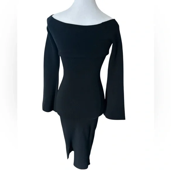 Ever New Melbourne Dress, black bodycon, midi, flare sleeve, size 2us, 6au - Picture 5 of 7